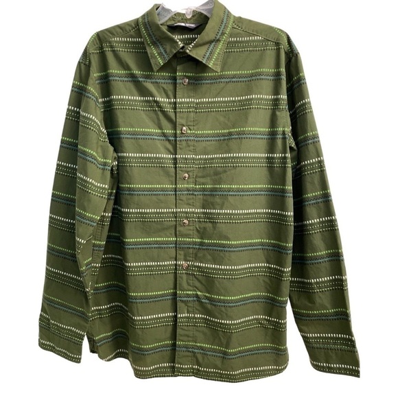 The North Face Men’s Green Stripe Long Sleeve Button Down Shirt Size Large - Picture 1 of 8